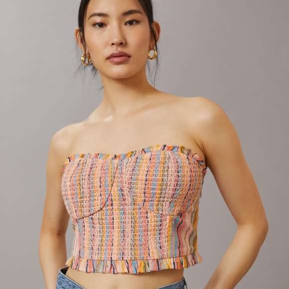 Anthropologie Tops - ✨ Anthropologie Rainbow Smocked Top Sz L